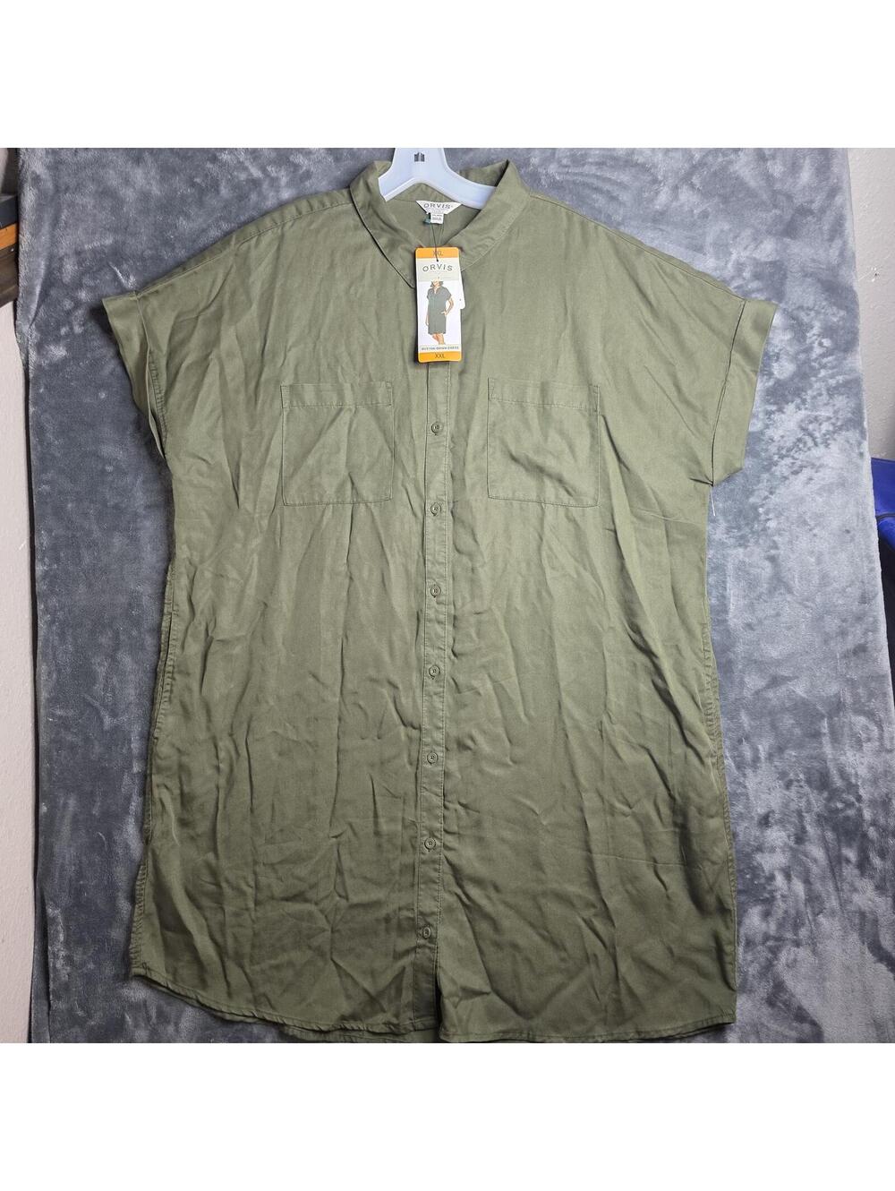Orvis Shirt Dress Womens XXL NWT Lyocell Collared Short Sleeve Pockets